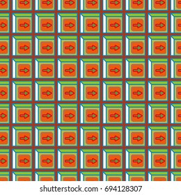 Seamless abstract pattern with arrows on button.