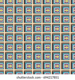 Seamless abstract pattern with arrows on button.