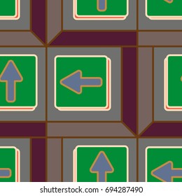 Seamless abstract pattern with arrows on button.