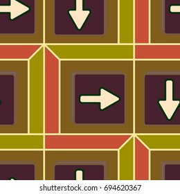 Seamless abstract pattern with arrows on button.