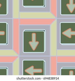 Seamless abstract pattern with arrows on button.