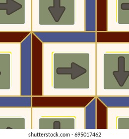 Seamless abstract pattern with arrows on button.