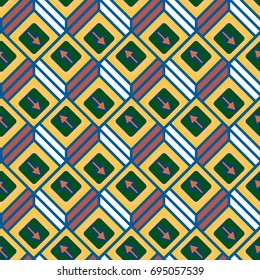 Seamless abstract pattern with arrows on button.
