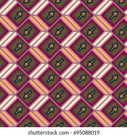 Seamless abstract pattern with arrows on button.