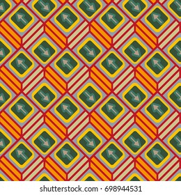 Seamless abstract pattern with arrows on button.