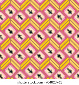 Seamless abstract pattern with arrows on button.