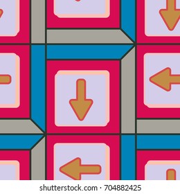 Seamless abstract pattern with arrows on button.