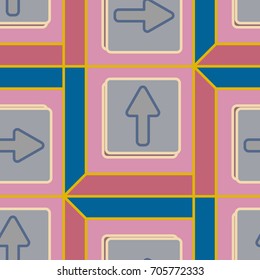 Seamless abstract pattern with arrows on button.
