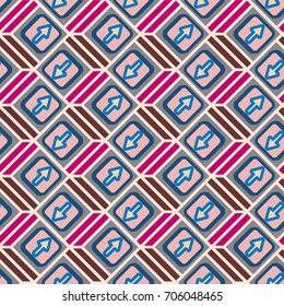 Seamless abstract pattern with arrows on button.