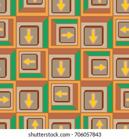 Seamless abstract pattern with arrows on button.