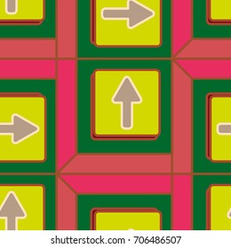 Seamless abstract pattern with arrows on button.