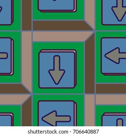 Seamless abstract pattern with arrows on button.