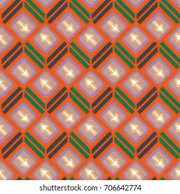 Seamless abstract pattern with arrows on button.