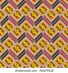 Seamless abstract pattern with arrows on button.