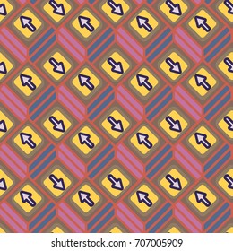 Seamless abstract pattern with arrows on button.