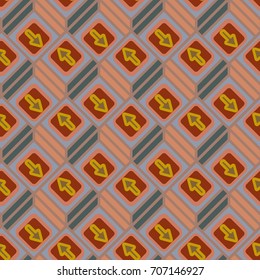 Seamless abstract pattern with arrows on button.