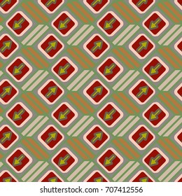 Seamless abstract pattern with arrows on button.