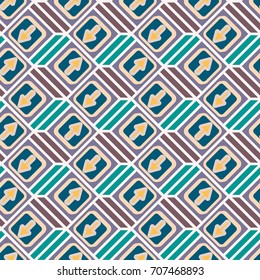 Seamless abstract pattern with arrows on button.