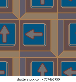 Seamless abstract pattern with arrows on button.