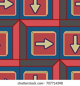 Seamless abstract pattern with arrows on button.
