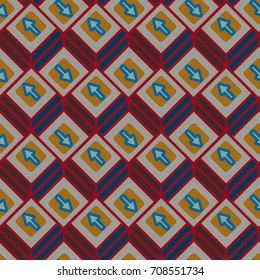 Seamless abstract pattern with arrows on button.
