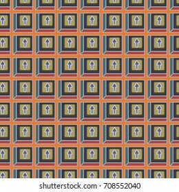 Seamless abstract pattern with arrows on button.