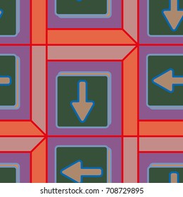 Seamless abstract pattern with arrows on button.