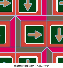 Seamless abstract pattern with arrows on button.