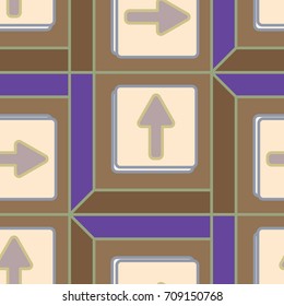 Seamless abstract pattern with arrows on button.