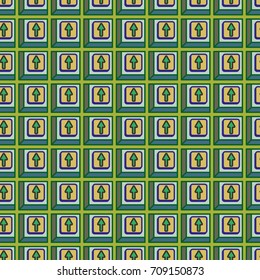 Seamless abstract pattern with arrows on button.