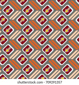 Seamless abstract pattern with arrows on button.
