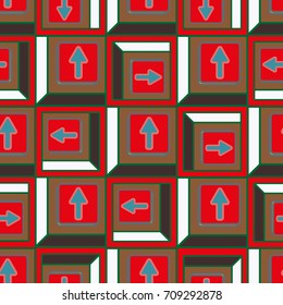 Seamless abstract pattern with arrows on button.