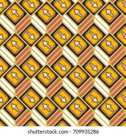 Seamless abstract pattern with arrows on button.
