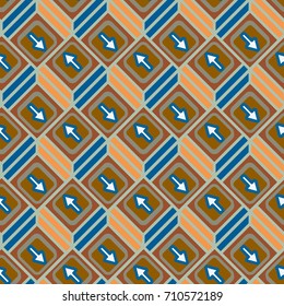 Seamless abstract pattern with arrows on button.