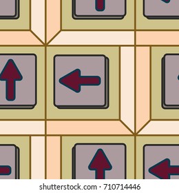Seamless abstract pattern with arrows on button.