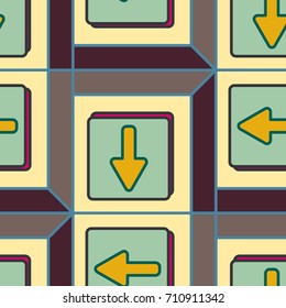 Seamless abstract pattern with arrows on button.
