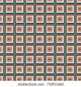 Seamless abstract pattern with arrows on button.