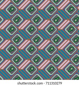 Seamless abstract pattern with arrows on button.
