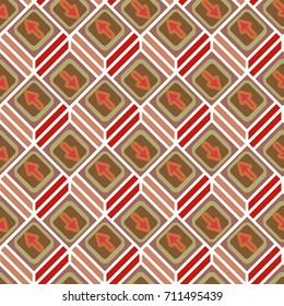 Seamless abstract pattern with arrows on button.