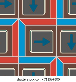 Seamless abstract pattern with arrows on button.