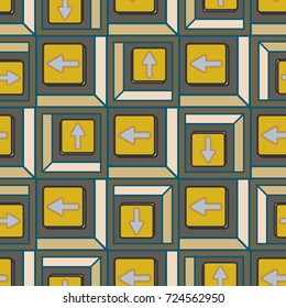Seamless abstract pattern with arrows on button.