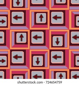 Seamless abstract pattern with arrows on button.