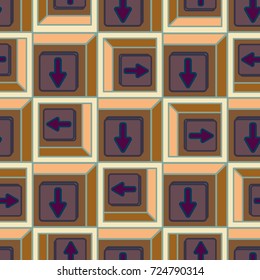 Seamless abstract pattern with arrows on button.