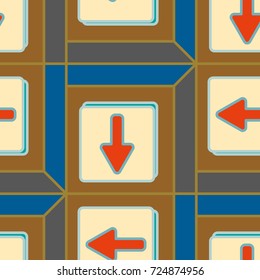 Seamless abstract pattern with arrows on button.