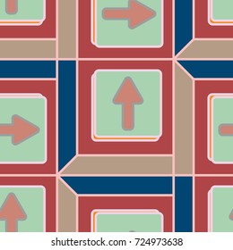 Seamless abstract pattern with arrows on button.