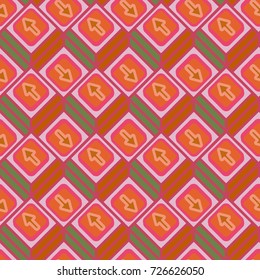 Seamless abstract pattern with arrows on button.