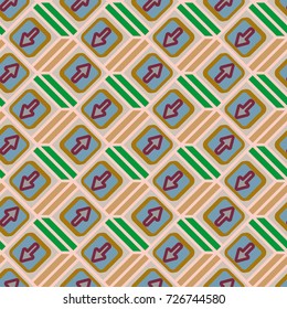 Seamless abstract pattern with arrows on button.
