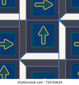 Seamless abstract pattern with arrows on button.