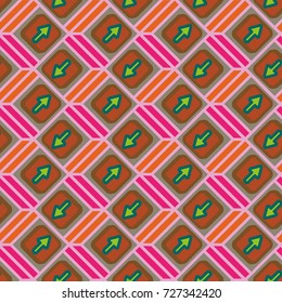 Seamless abstract pattern with arrows on button.