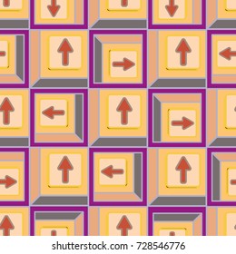 Seamless abstract pattern with arrows on button.